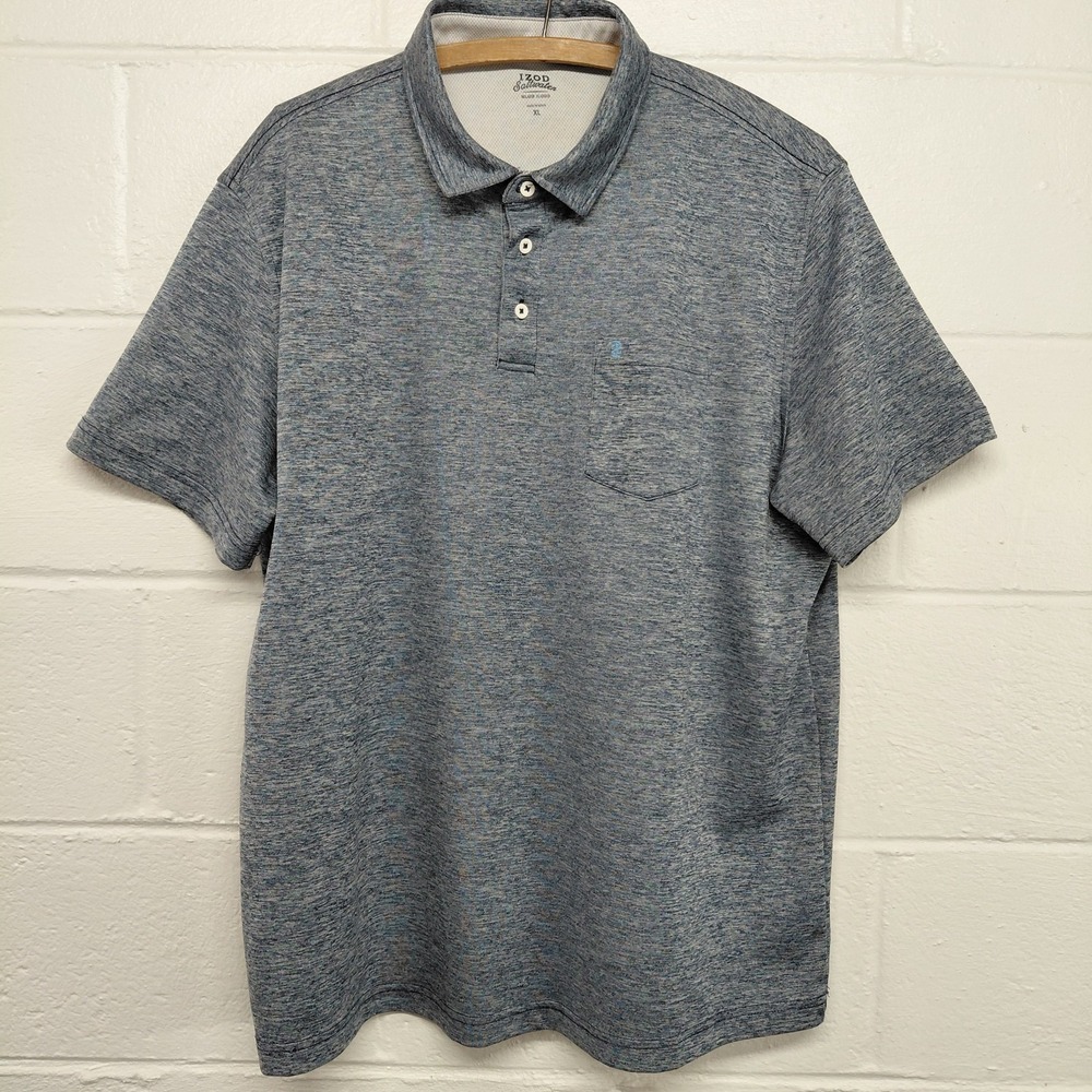 IZOD Navy Heathered Blue Short‎ Sleeve Polo Shirt Mens XL Relaxed Classic